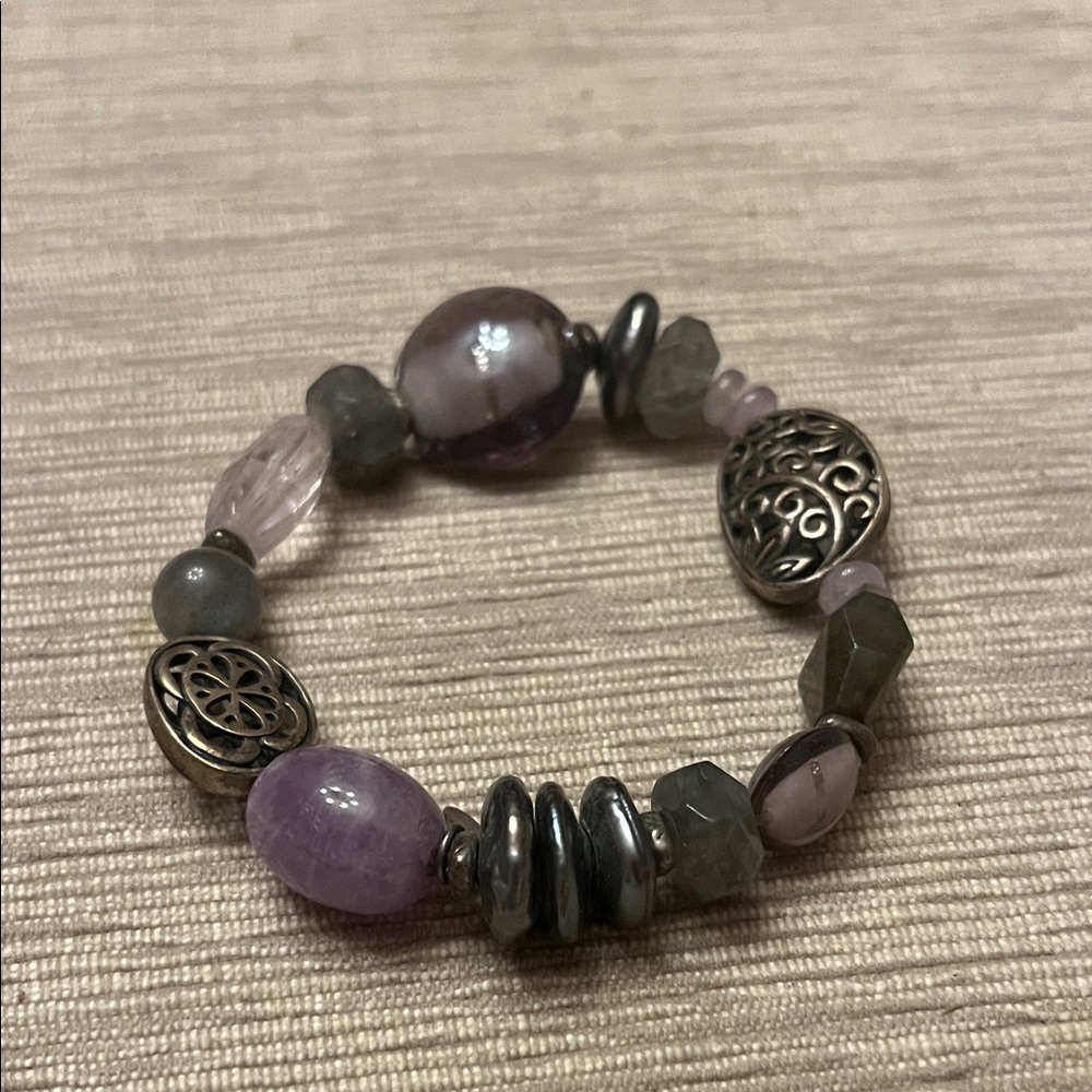Silpada Purple and Silver Beaded Bracelet